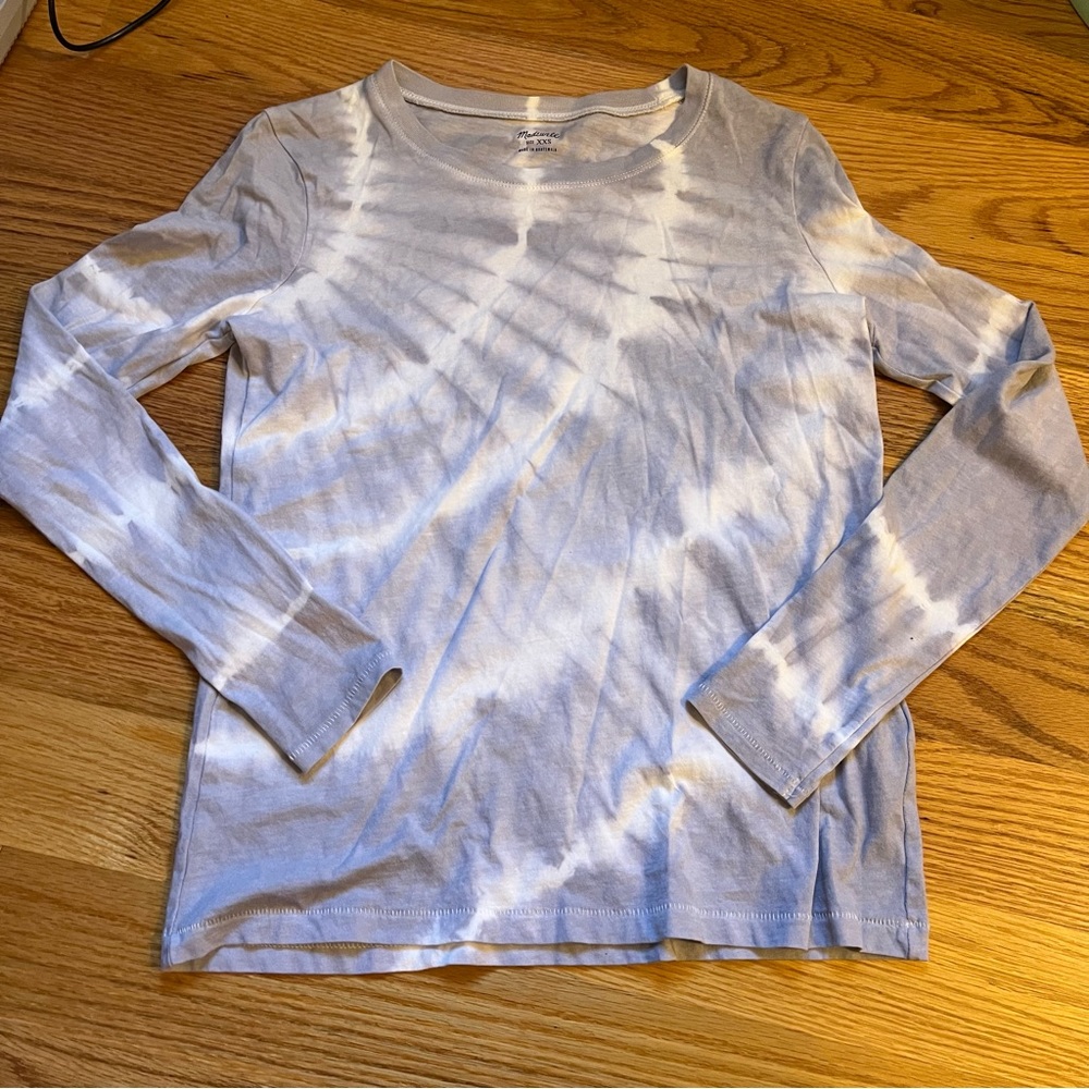 Madewell cloud blue and white tie dye long sleeve top size XXS